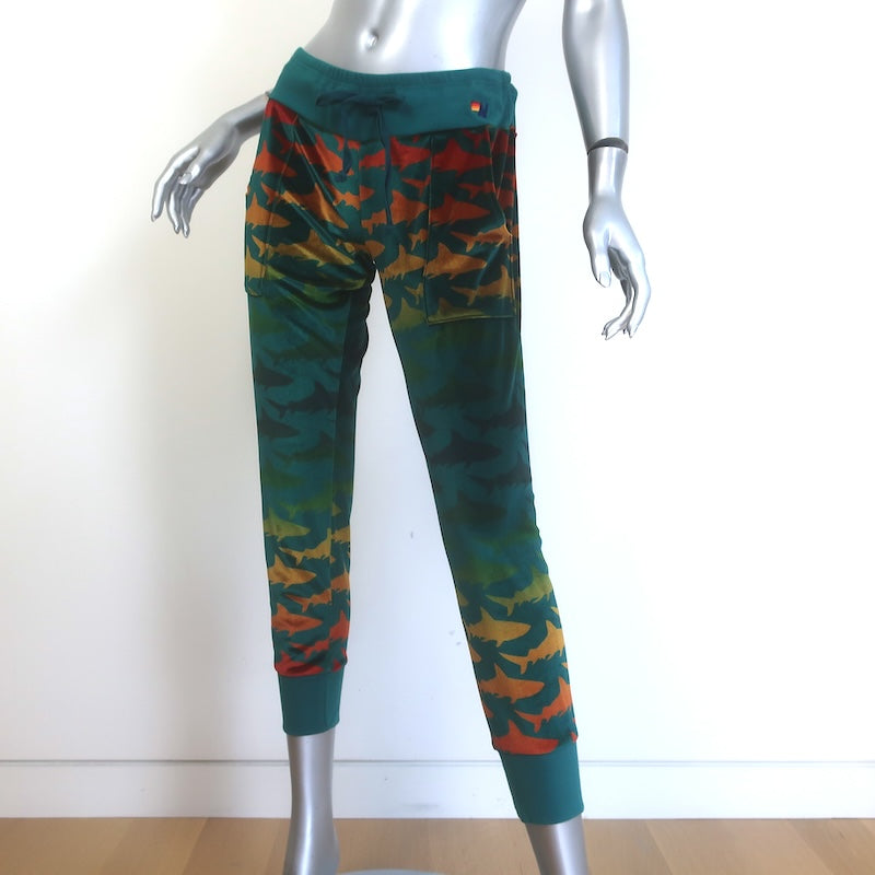 Aviator Nation Velvet Shark Sweatpants Teal Ombre Size Medium