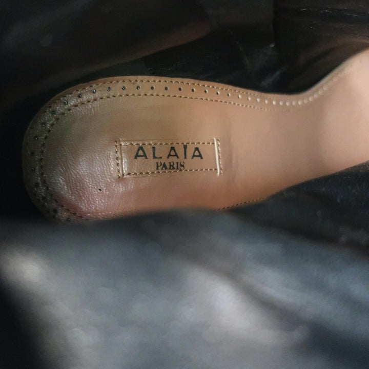 Alaia Studded Leather Platform Boots Black Size 39