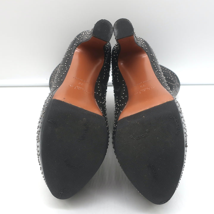 Alaia Studded Leather Platform Boots Black Size 39