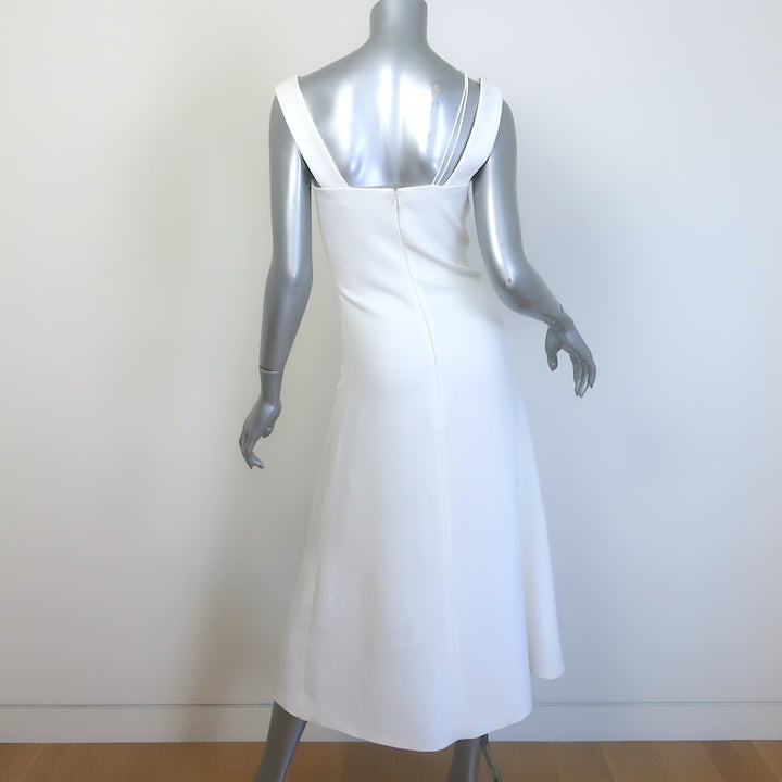 Victoria Beckham Sleeveless Flared Midi Dress Cream Crepe Size US 2