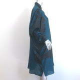 Dries Van Noten Shirtdress Blue Floral Print Silk Size Small Long Sleeve Dress