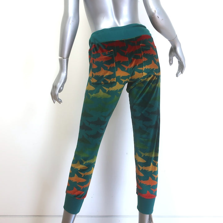 Aviator Nation Velvet Shark Sweatpants Teal Ombre Size Medium