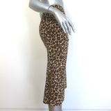Veronica Beard Vanity Leopard Print Ruched Skirt Beige Stretch Silk Size 2