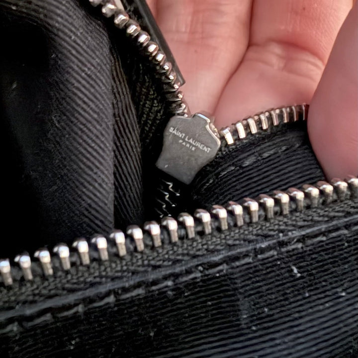 Saint Laurent Loulou Large Crossbody Gray Quilted Leather Chain Strap Bag