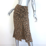 Veronica Beard Vanity Leopard Print Ruched Skirt Beige Stretch Silk Size 2