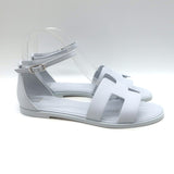 Hermes Santorini Ankle Strap Sandals Glacier Blue Epsom Leather Size 38.5 NEW