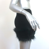 Saint Laurent Boucle Tweed & Faux Fur Mini Skirt Black Size 36