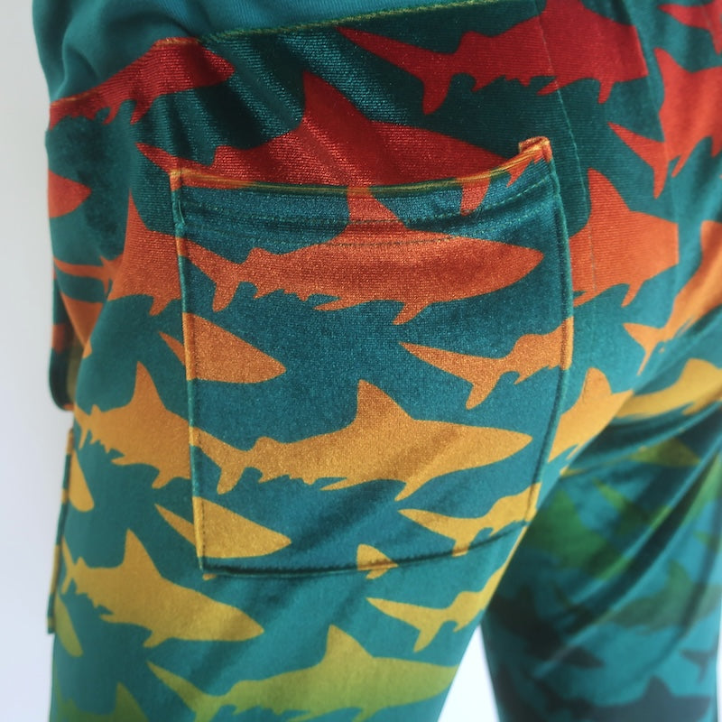 Aviator Nation Velvet Shark Sweatpants Teal Ombre Size Medium