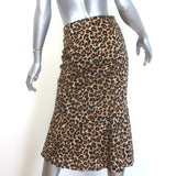 Veronica Beard Vanity Leopard Print Ruched Skirt Beige Stretch Silk Size 2
