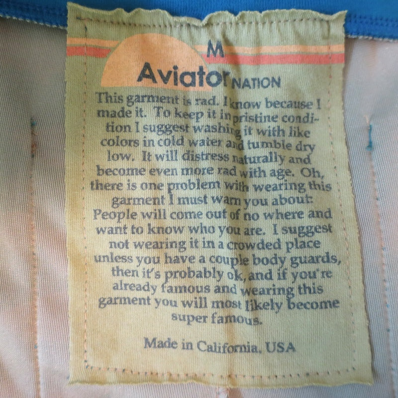 Aviator Nation Velvet Shark Sweatpants Teal Ombre Size Medium