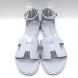 Hermes Santorini Ankle Strap Sandals Glacier Blue Epsom Leather Size 38.5 NEW