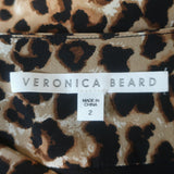 Veronica Beard Vanity Leopard Print Ruched Skirt Beige Stretch Silk Size 2