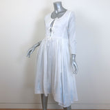 Thierry Colson Tie-Front Dress White Floral Print Cotton Size Medium