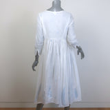 Thierry Colson Tie-Front Dress White Floral Print Cotton Size Medium