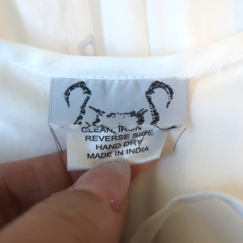 Thierry Colson Tie-Front Dress White Floral Print Cotton Size Medium
