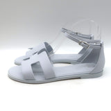 Hermes Santorini Ankle Strap Sandals Glacier Blue Epsom Leather Size 38.5 NEW