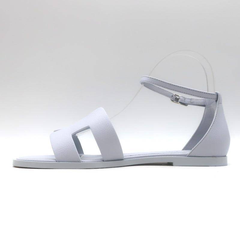 Hermes Santorini Ankle Strap Sandals Glacier Blue Epsom Leather Size 38.5 NEW