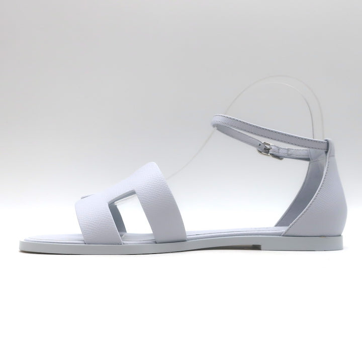 Hermes Santorini Ankle Strap Sandals Glacier Blue Epsom Leather Size 38.5 NEW
