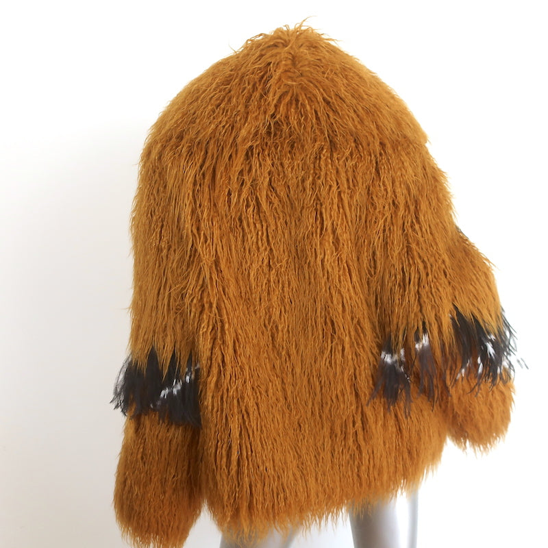 Dries Van Noten Feather-Trimmed Faux Fur Coat Mustard Size Medium