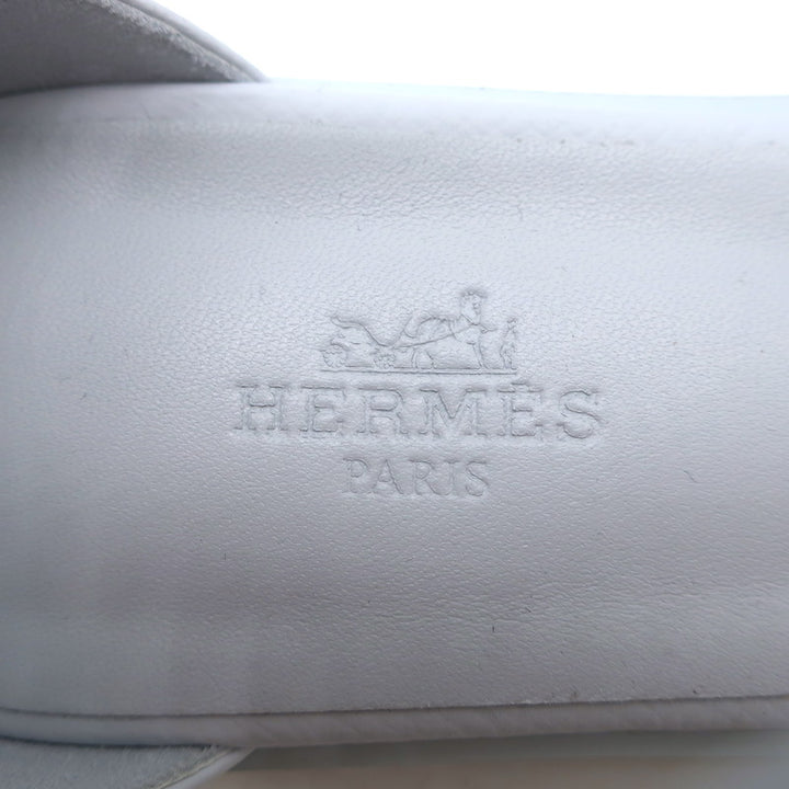 Hermes Santorini Ankle Strap Sandals Glacier Blue Epsom Leather Size 38.5 NEW
