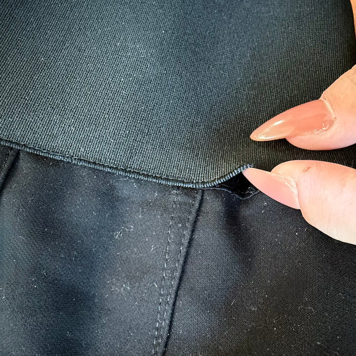 Alaia Leather-Belted Ultra High Rise Barrel Leg Pants Black Cotton Twill Size 36