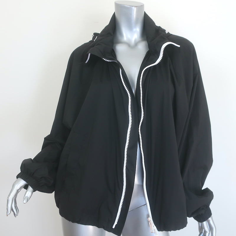 Givenchy Logo-Hood Windbreaker Bomber Jacket Black Size 38