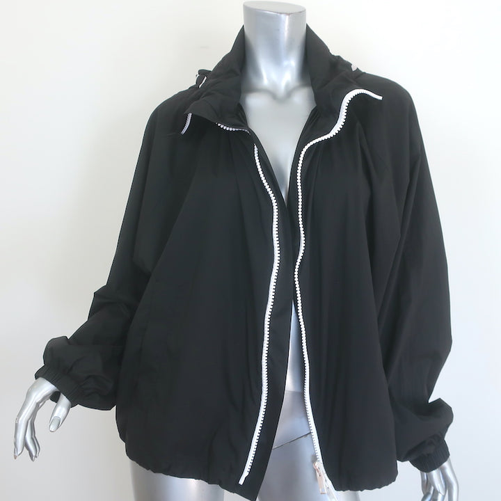 Givenchy Logo-Hood Windbreaker Bomber Jacket Black Size 38