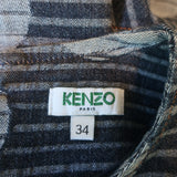 KENZO Polka Dot Denim Sleeveless Mini Dress Blue Stretch Cotton Size 34