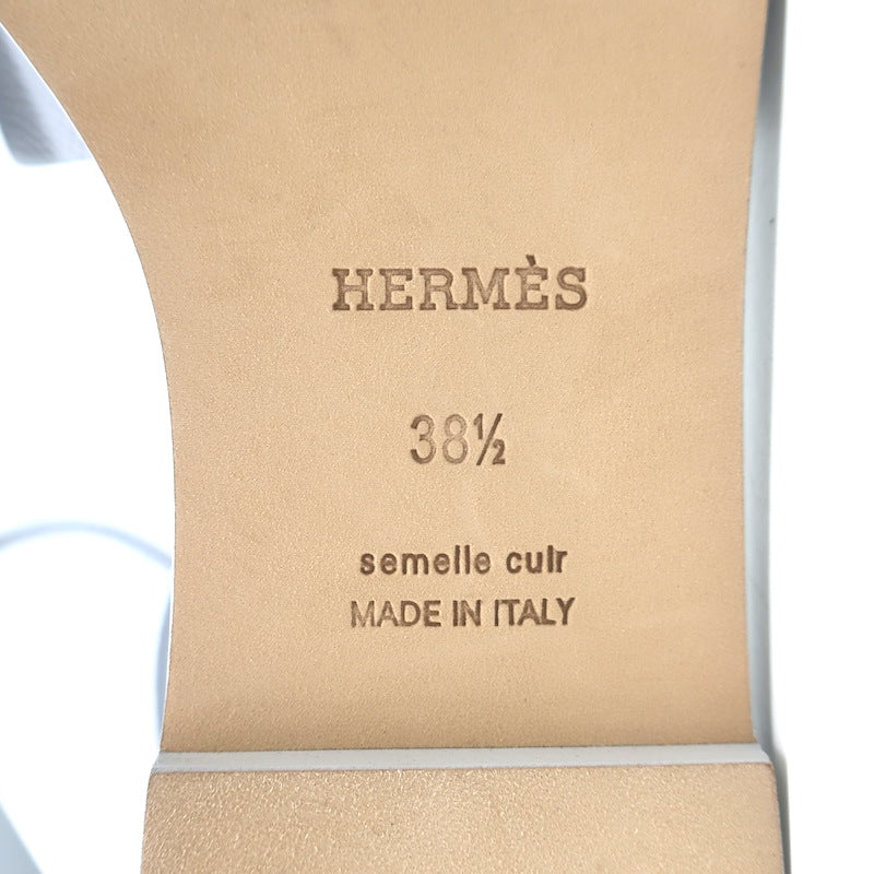 Hermes Santorini Ankle Strap Sandals Glacier Blue Epsom Leather Size 38.5 NEW