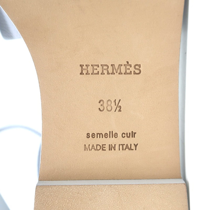 Hermes Santorini Ankle Strap Sandals Glacier Blue Epsom Leather Size 38.5 NEW