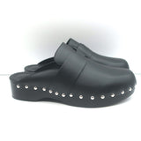 Hermes Calya Studded Clog Mules Black Leather Size 39