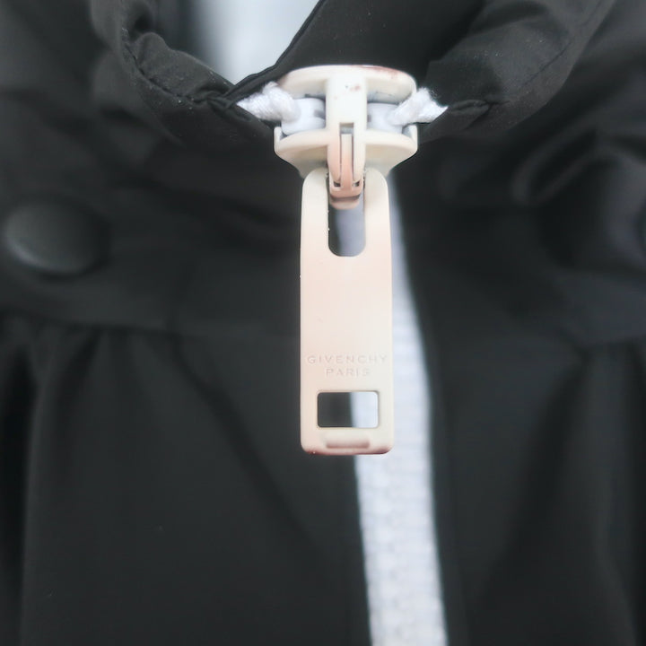 Givenchy Logo-Hood Windbreaker Bomber Jacket Black Size 38