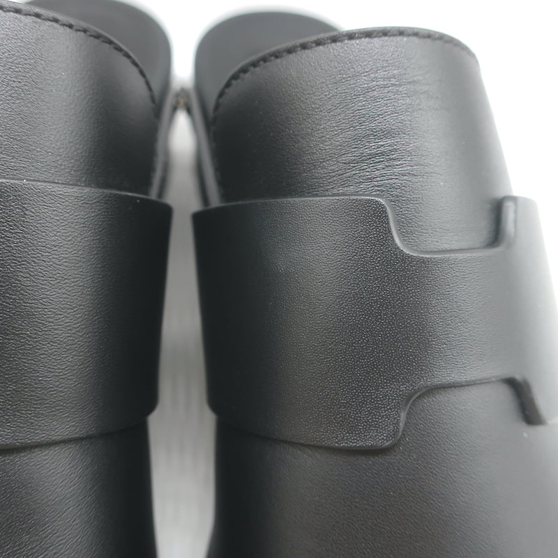 Hermes Calya Studded Clog Mules Black Leather Size 39
