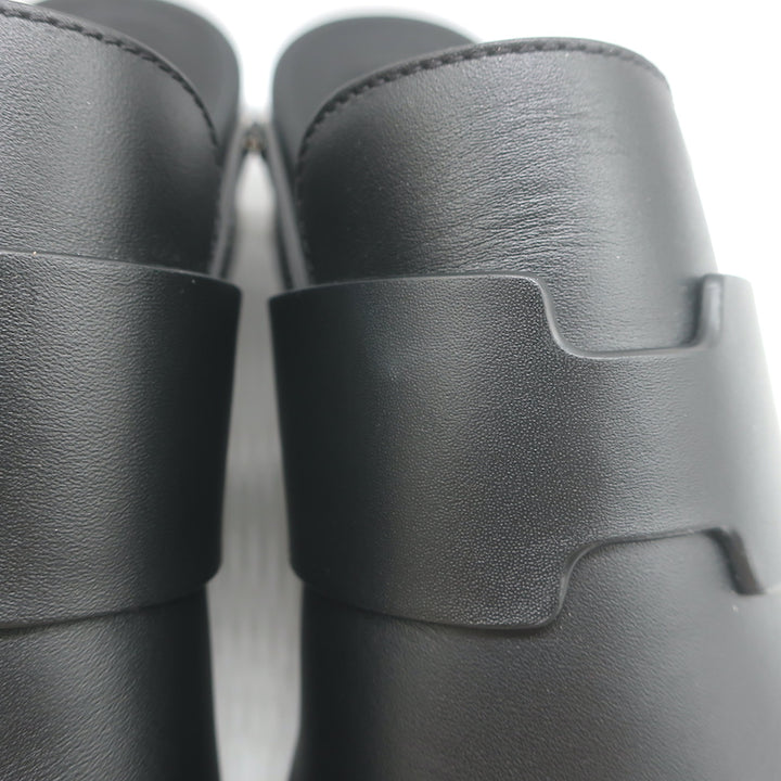 Hermes Calya Studded Clog Mules Black Leather Size 39