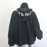 Givenchy Logo-Hood Windbreaker Bomber Jacket Black Size 38