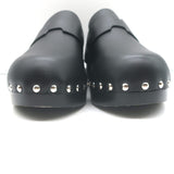 Hermes Calya Studded Clog Mules Black Leather Size 39