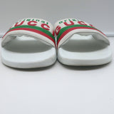 Gucci Original Pursuit Pool Slides White Leather Size 38 Flat Sandals
