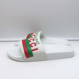 Gucci Original Pursuit Pool Slides White Leather Size 38 Flat Sandals