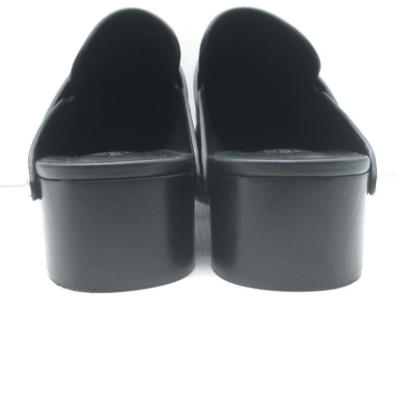 Hermes Calya Studded Clog Mules Black Leather Size 39