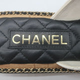 Chanel Chain CC Quilted Crisscross Slide Sandals Cream Lambskin Leather Size 39
