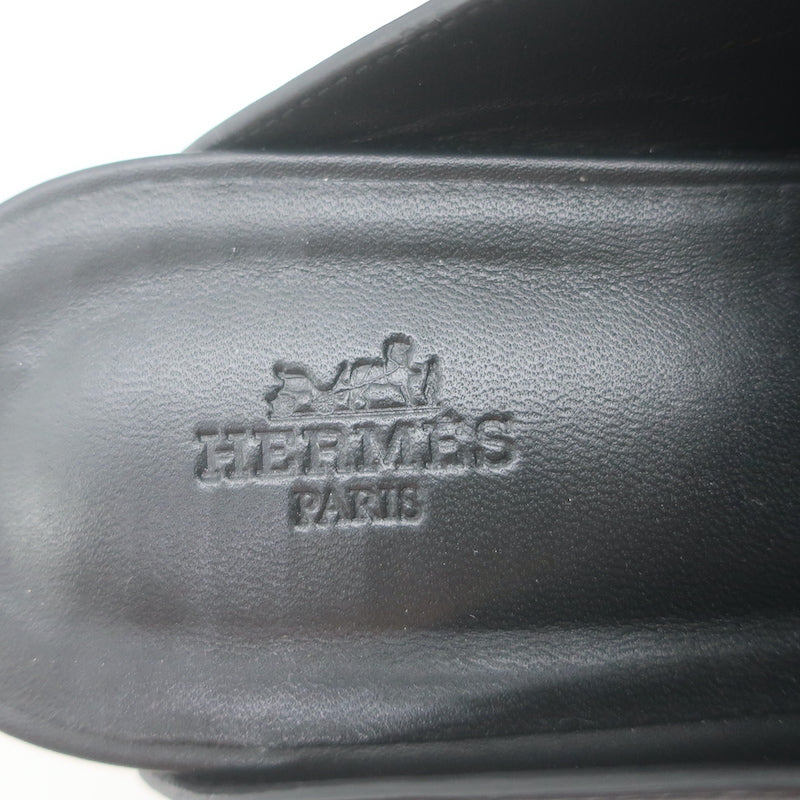 Hermes Calya Studded Clog Mules Black Leather Size 39