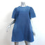 Co Denim Short Sleeve Mini Dress Blue Cotton-Linen Size Extra Small