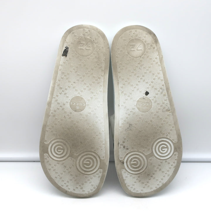 Gucci Original Pursuit Pool Slides White Leather Size 38 Flat Sandals