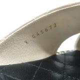 Chanel Chain CC Quilted Crisscross Slide Sandals Cream Lambskin Leather Size 39