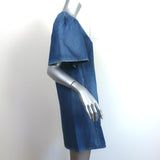 Co Denim Short Sleeve Mini Dress Blue Cotton-Linen Size Extra Small