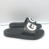 Gucci Interlocking GG Pursuit Pool Slides Black Leather Size 37 Flat Sandals