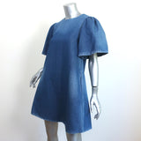 Co Denim Short Sleeve Mini Dress Blue Cotton-Linen Size Extra Small