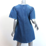 Co Denim Short Sleeve Mini Dress Blue Cotton-Linen Size Extra Small