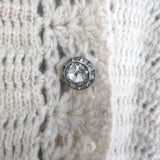 Gucci Crystal-Button Crochet Knit Duster Cardigan Ivory Wool Size Large