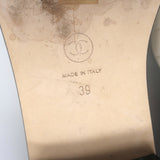 Chanel Chain CC Quilted Crisscross Slide Sandals Cream Lambskin Leather Size 39